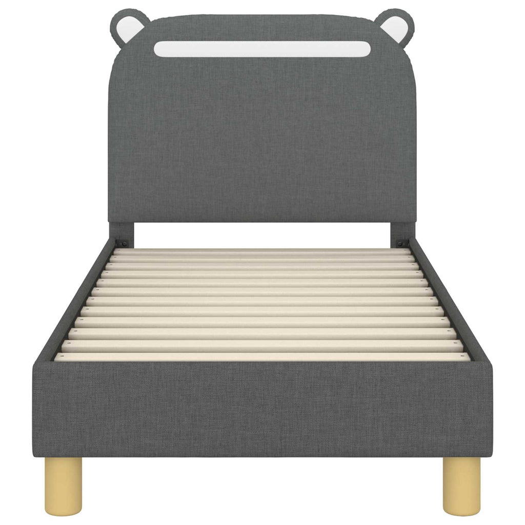 Kinderbettgestell mit Kopfteil Dunkelgrau 70 x 140 cm Stoff