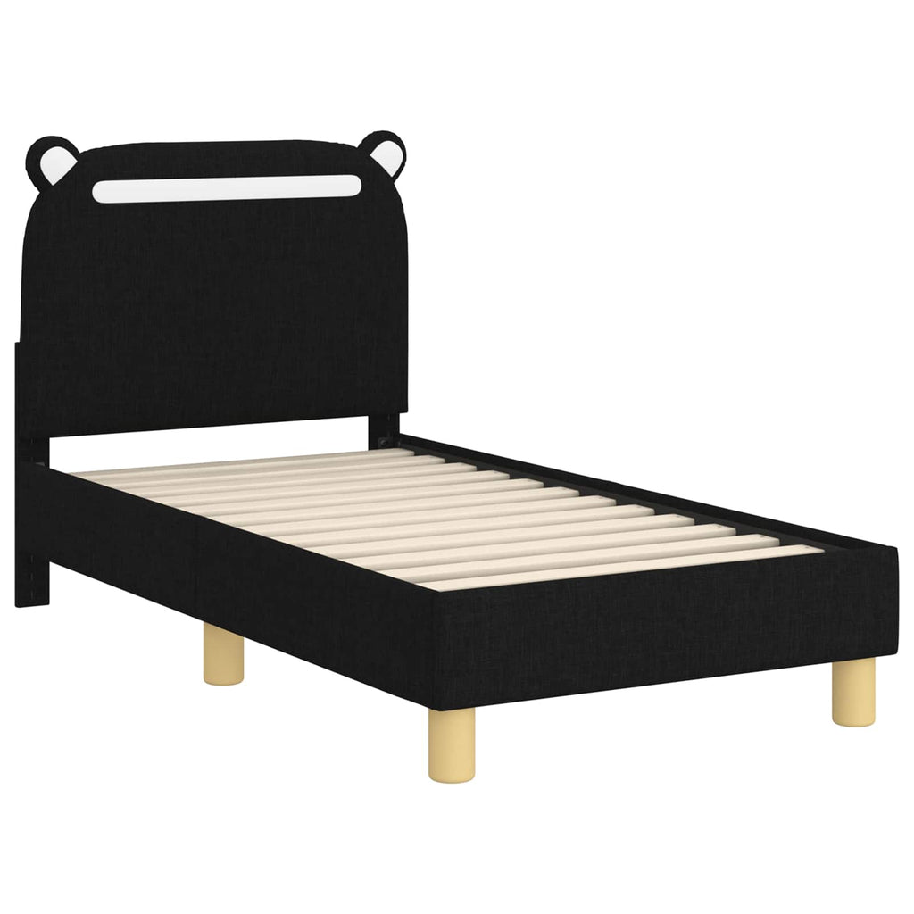Kinderbettgestell mit Kopfteil Schwarz 70 x 140 cm Stoff