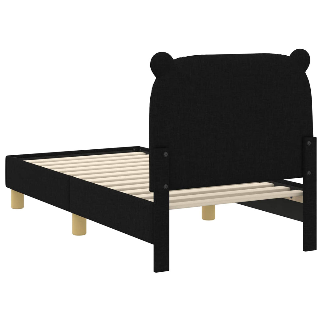 Kinderbettgestell mit Kopfteil Schwarz 70 x 140 cm Stoff