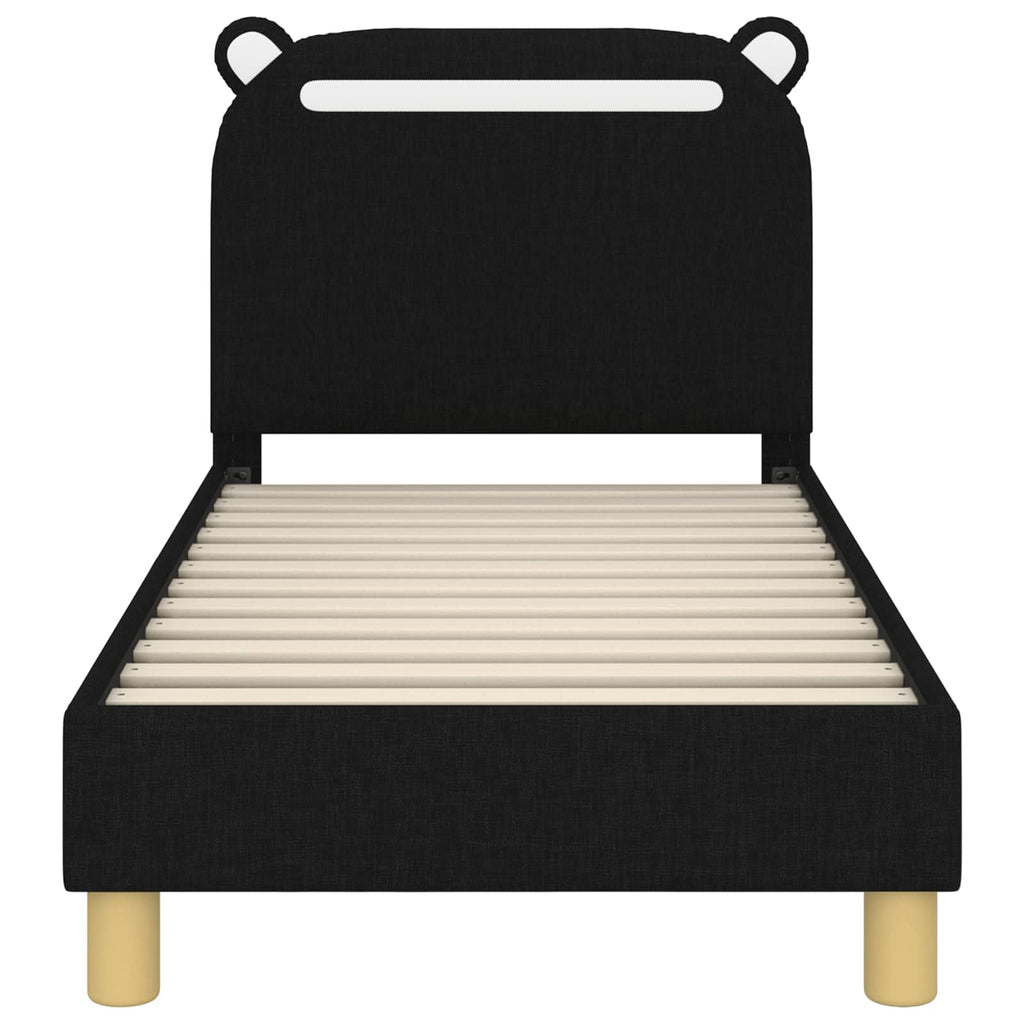 Kinderbettgestell mit Kopfteil Schwarz 70 x 140 cm Stoff