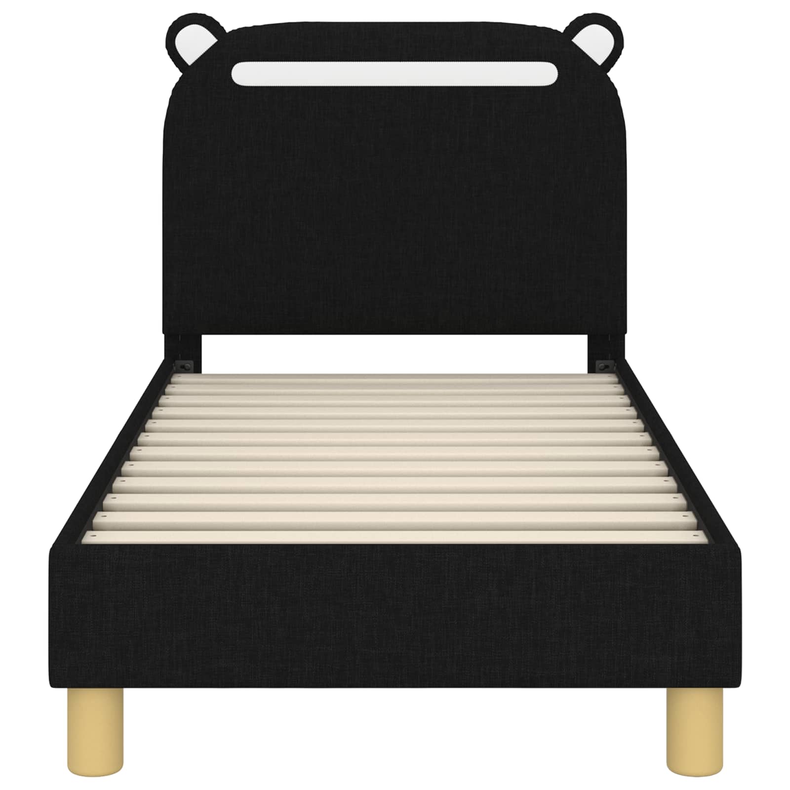 Kinderbettgestell mit Kopfteil Schwarz 70 x 140 cm Stoff