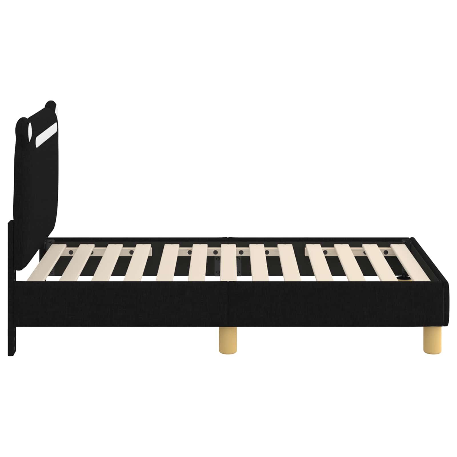 Kinderbettgestell mit Kopfteil Schwarz 70 x 140 cm Stoff