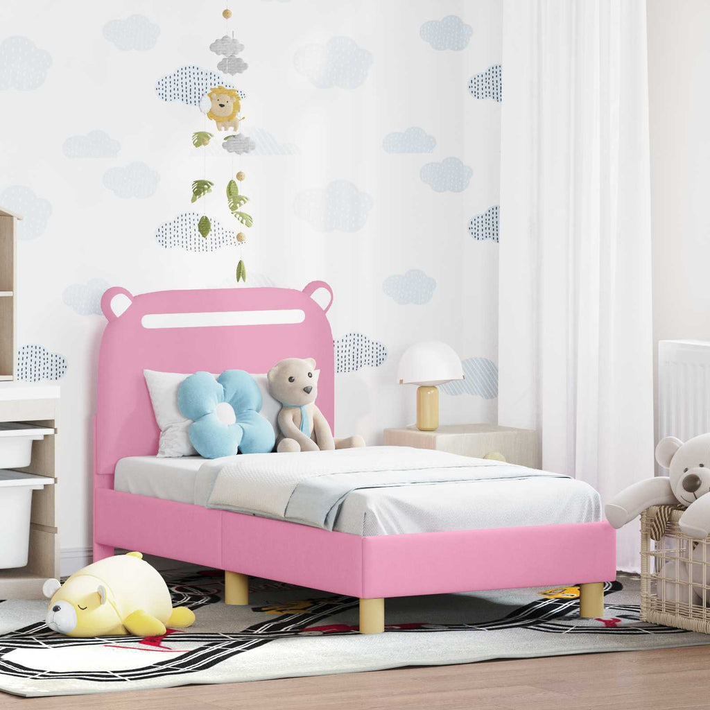 Kinderbettgestell mit Kopfteil Rosa 70 x 140 cm Stoff