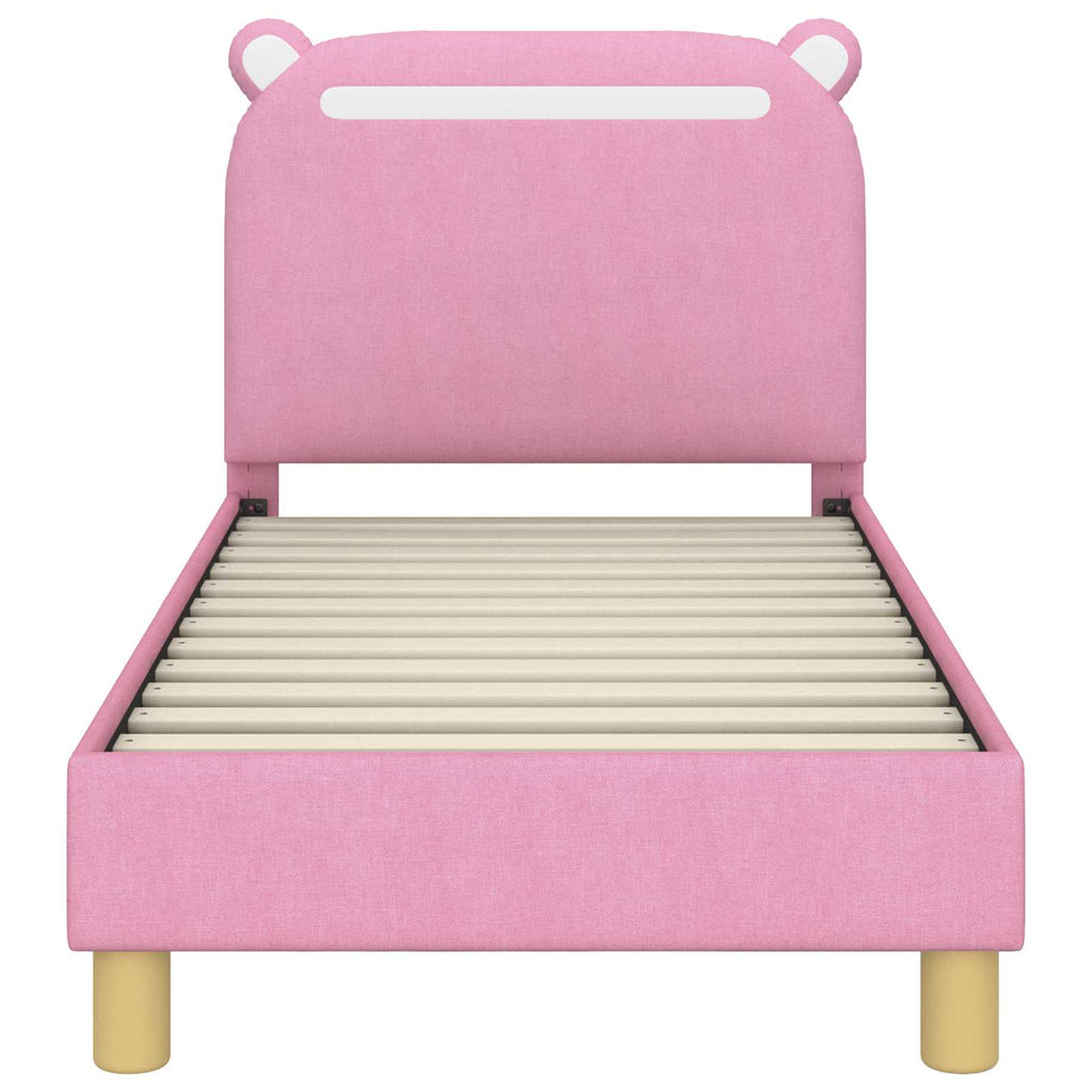 Kinderbettgestell mit Kopfteil Rosa 70 x 140 cm Stoff