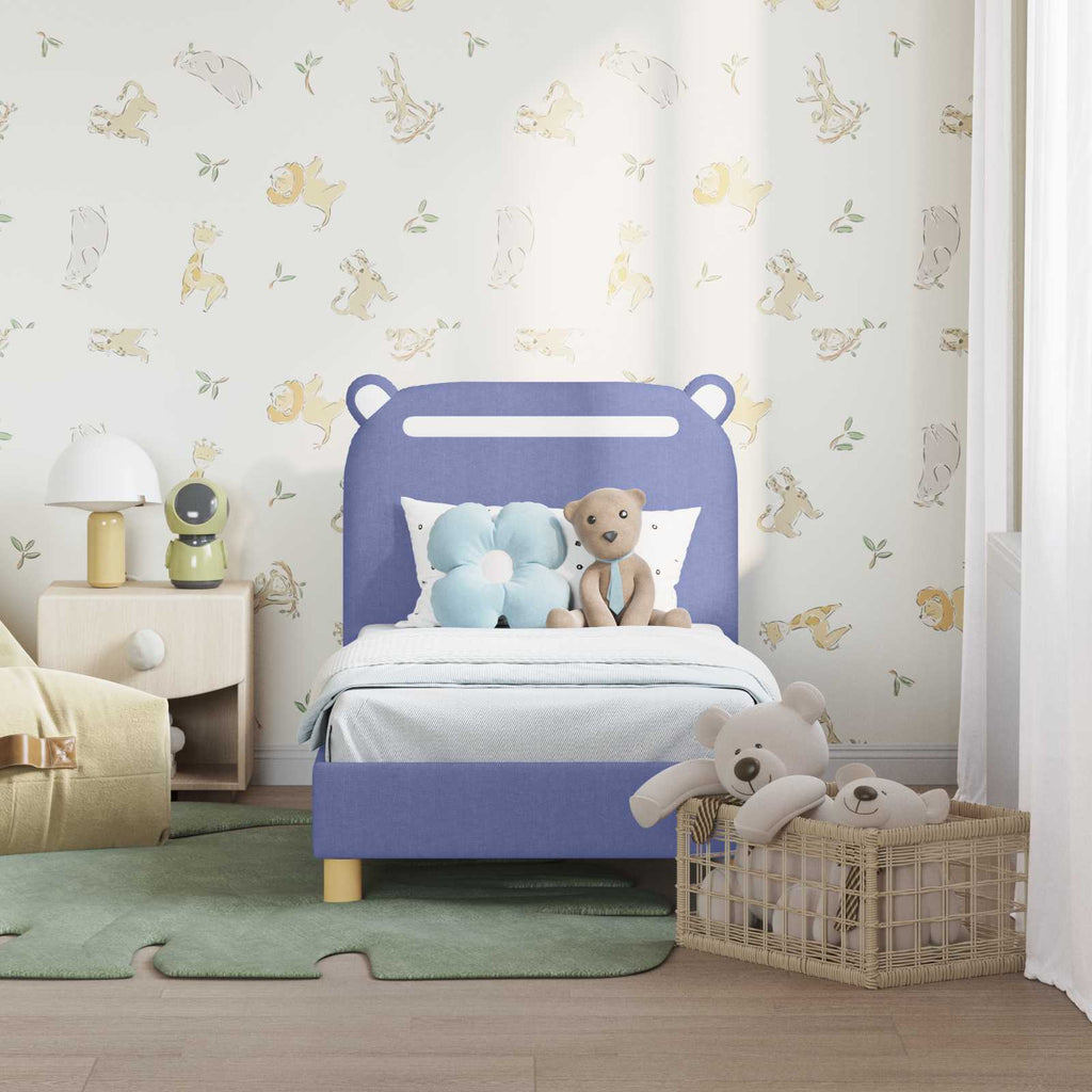 Kinderbettgestell mit Kopfteil Jeans blau 70 x 140 cm Stoff