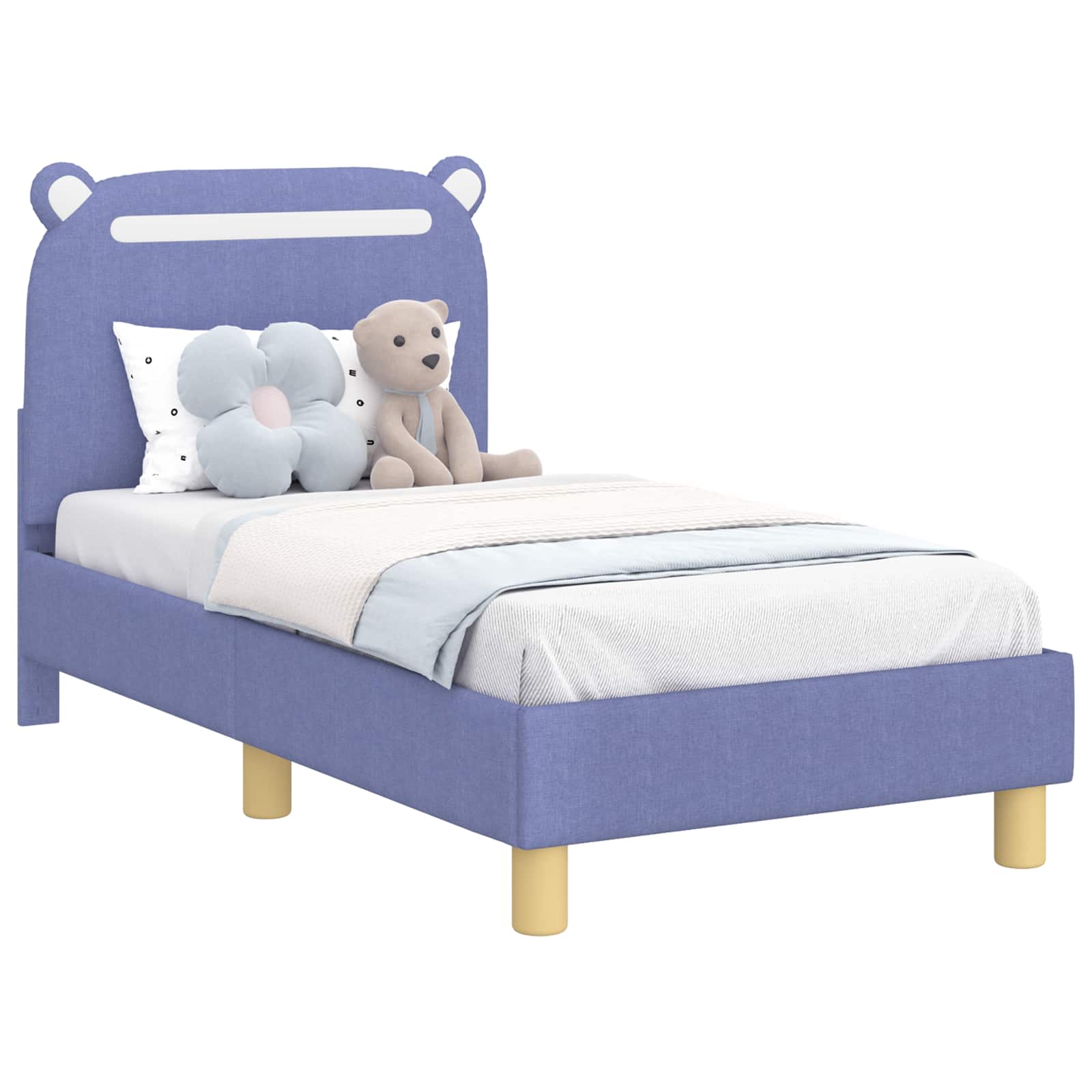 Kinderbettgestell mit Kopfteil Jeans blau 70 x 140 cm Stoff