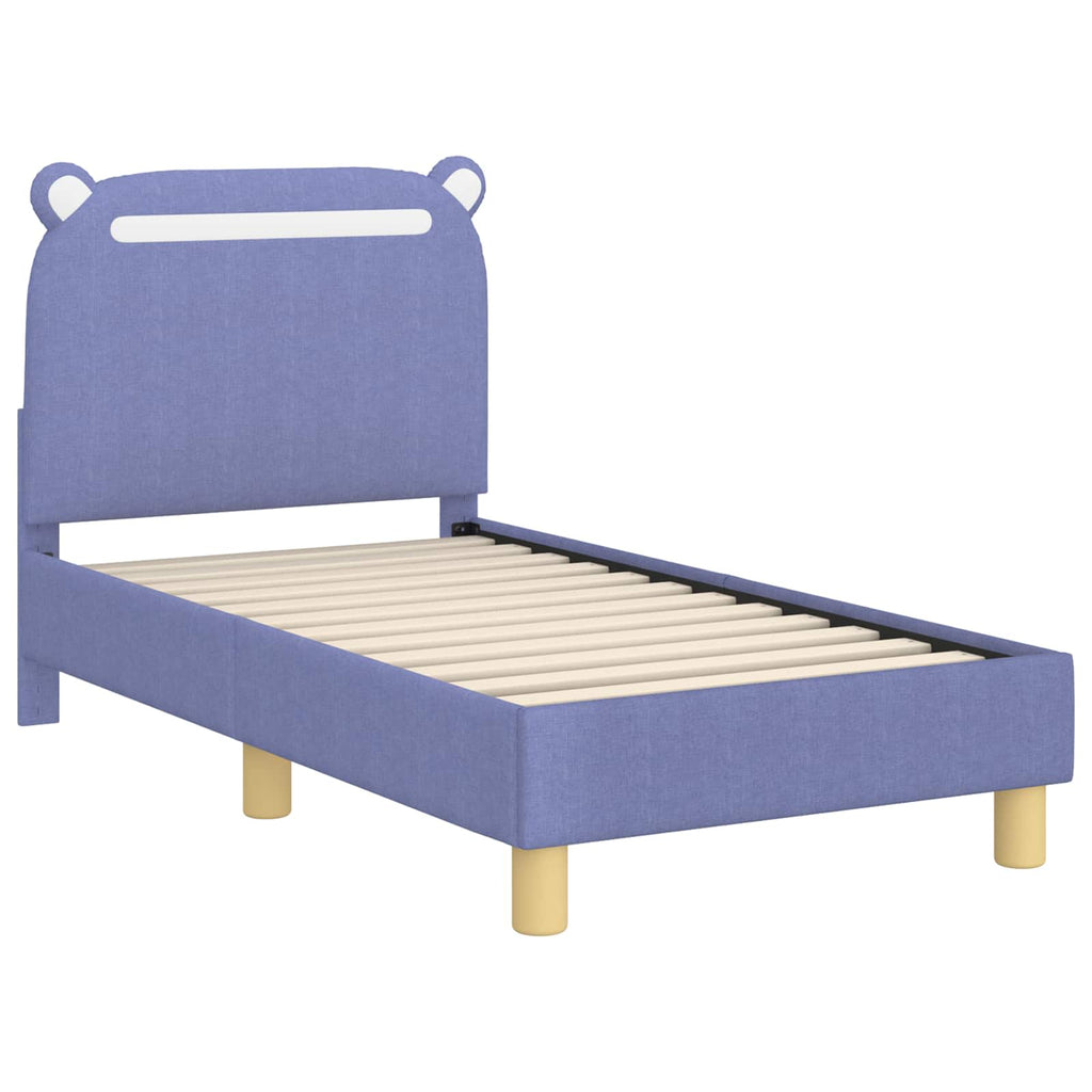 Kinderbettgestell mit Kopfteil Jeans blau 70 x 140 cm Stoff