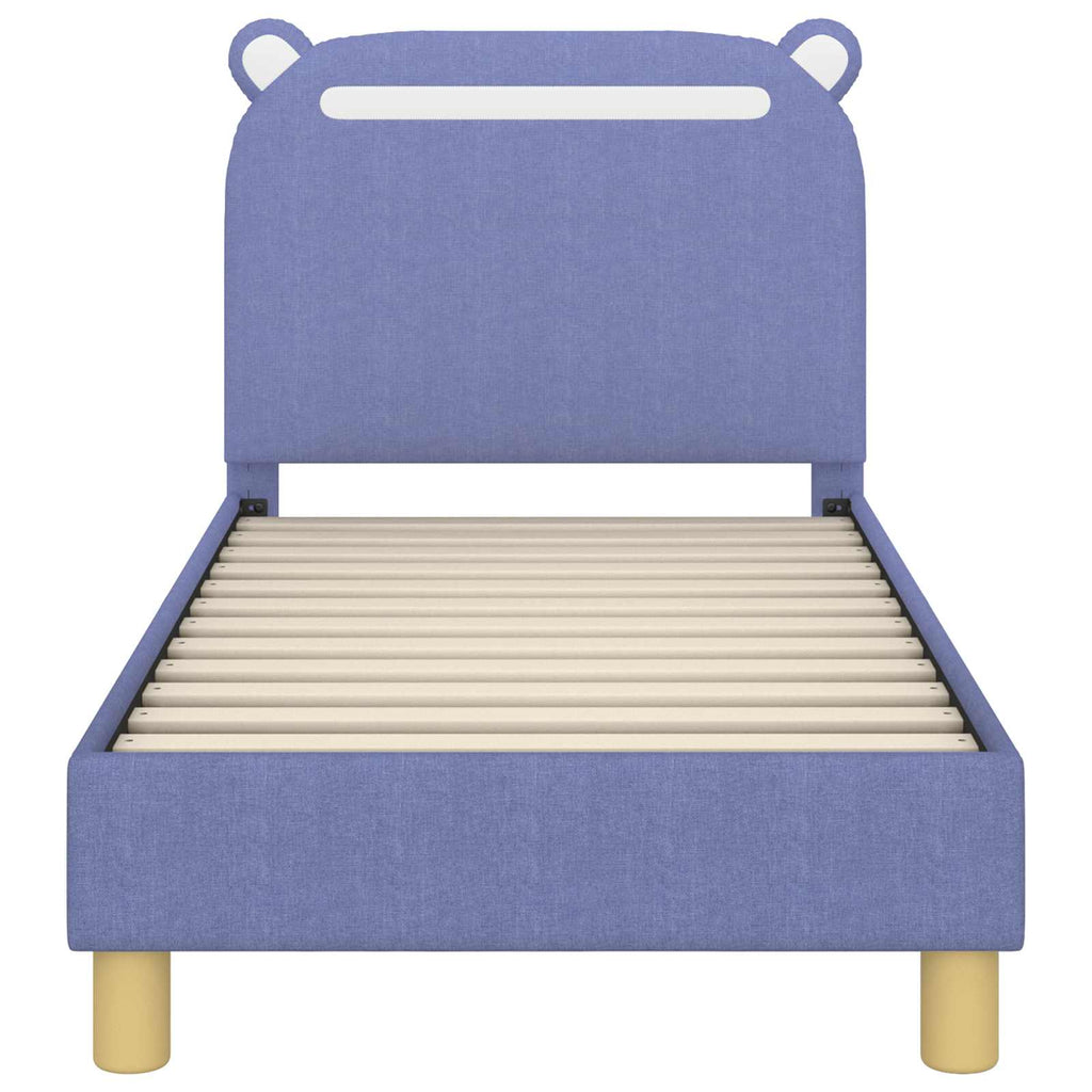 Kinderbettgestell mit Kopfteil Jeans blau 70 x 140 cm Stoff