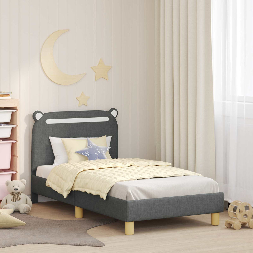 Kinderbettgestell mit Kopfteil Dunkelgrau 80 x 160 cm Stoff