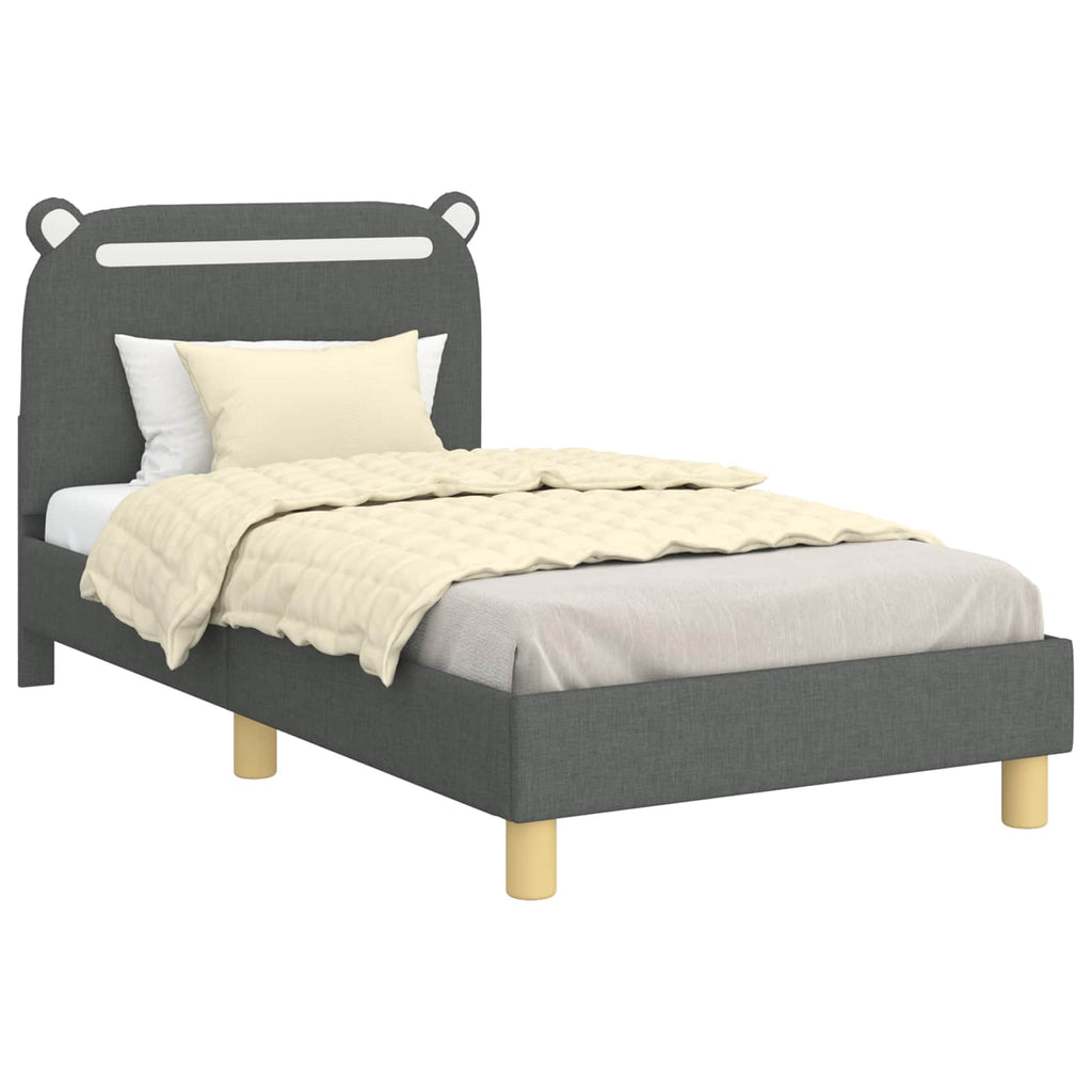 Kinderbettgestell mit Kopfteil Dunkelgrau 80 x 160 cm Stoff