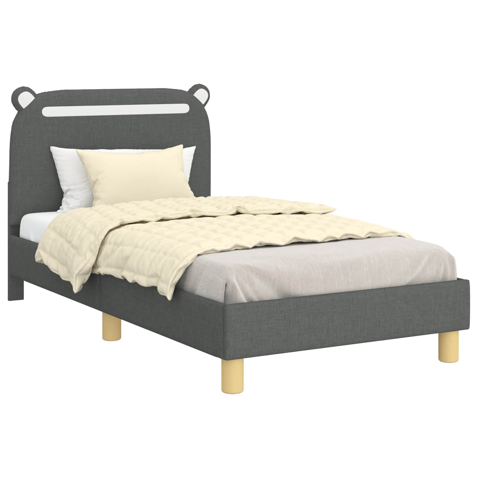 Kinderbettgestell mit Kopfteil Dunkelgrau 80 x 160 cm Stoff