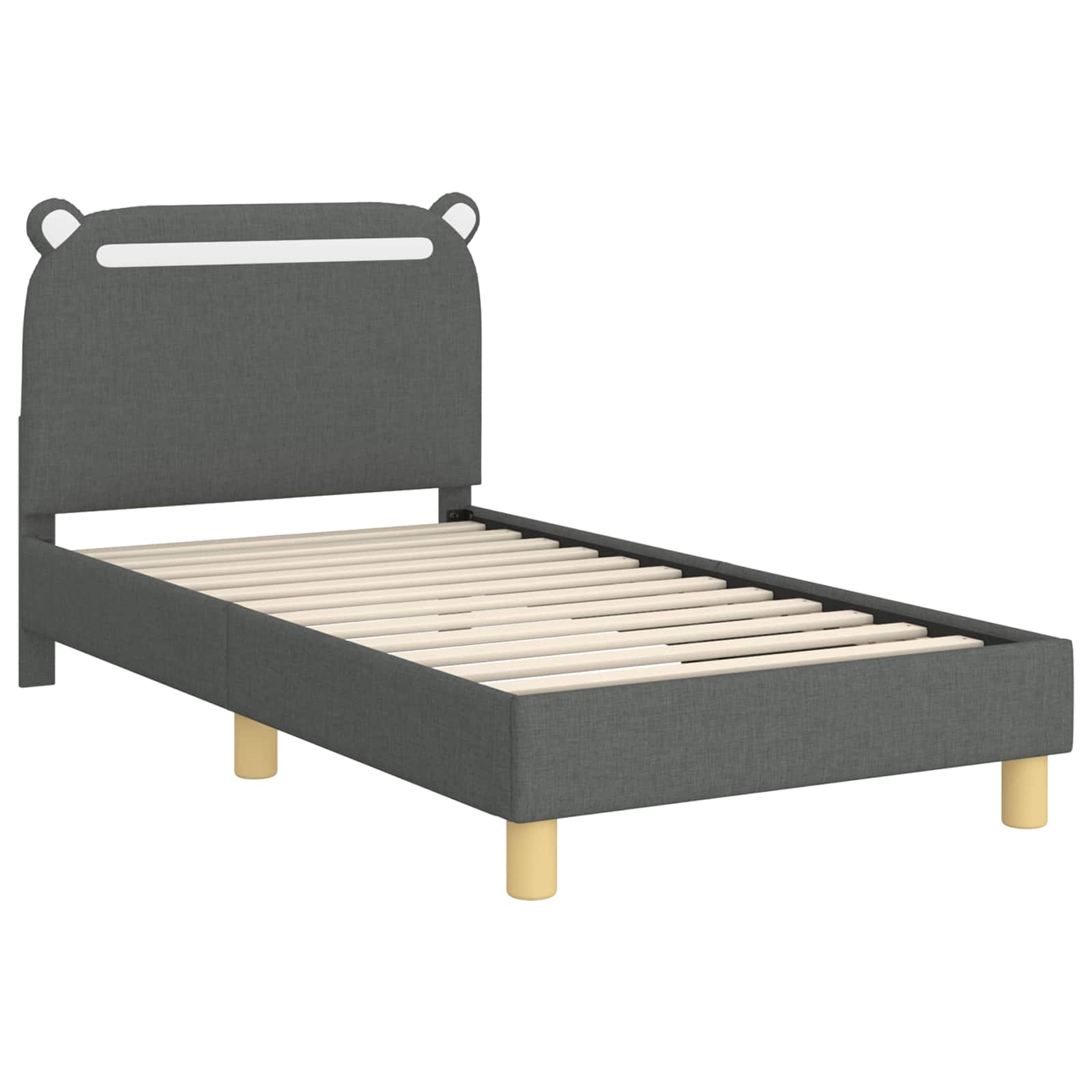 Kinderbettgestell mit Kopfteil Dunkelgrau 80 x 160 cm Stoff