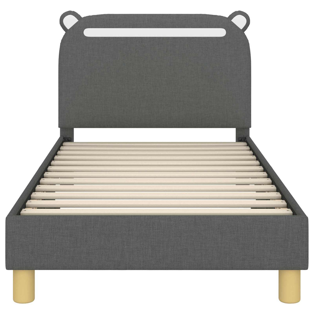 Kinderbettgestell mit Kopfteil Dunkelgrau 80 x 160 cm Stoff