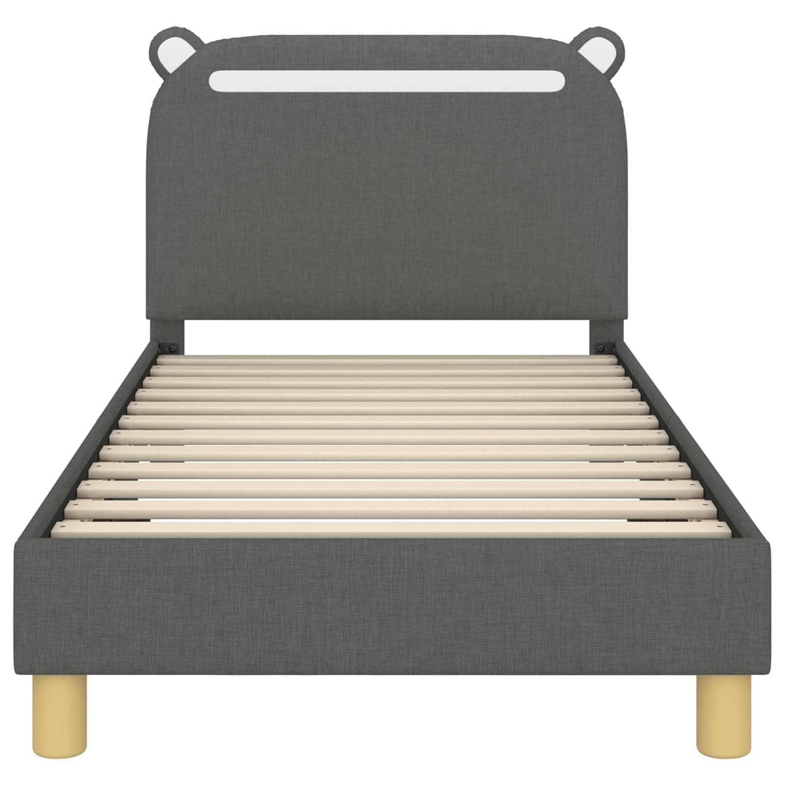 Kinderbettgestell mit Kopfteil Dunkelgrau 80 x 160 cm Stoff