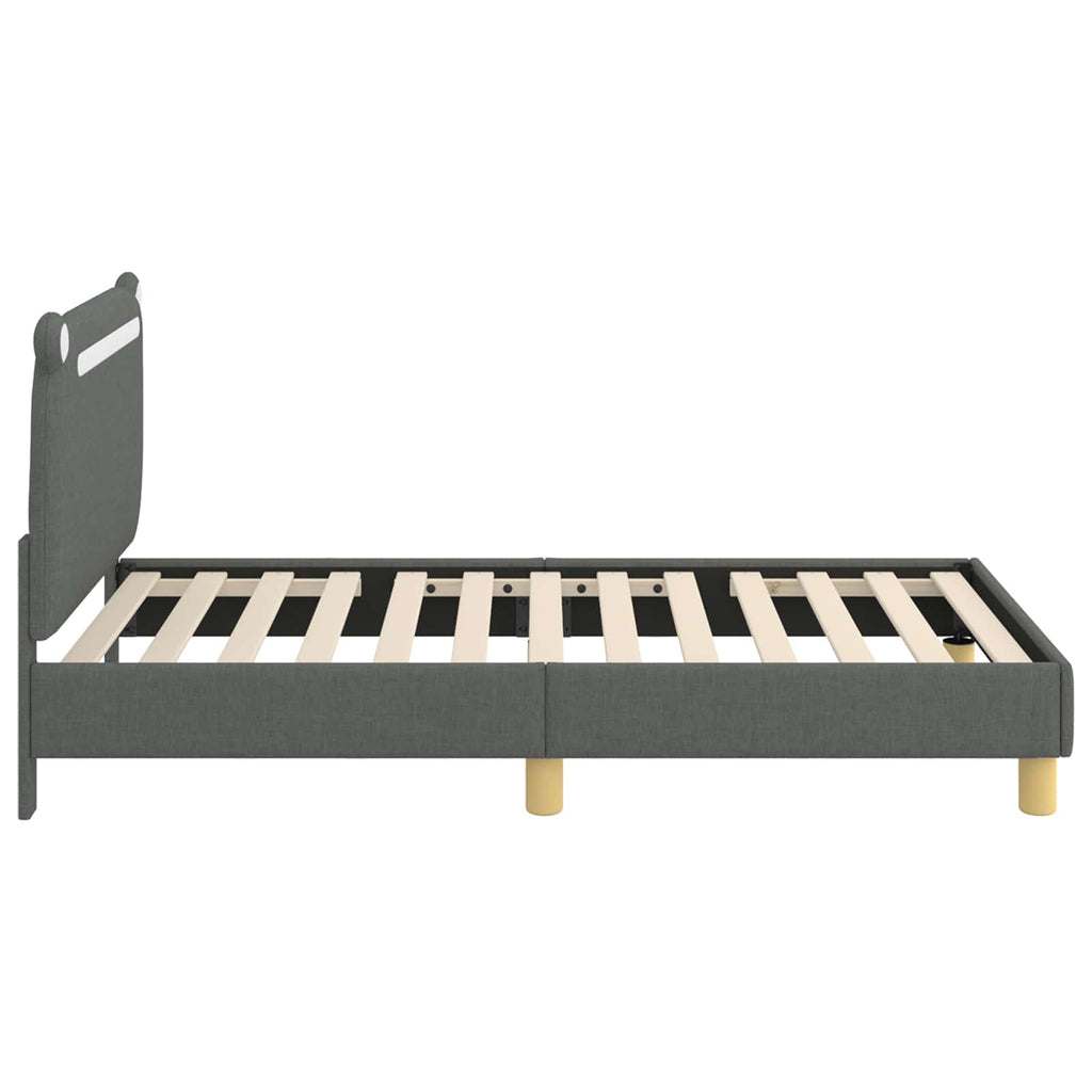 Kinderbettgestell mit Kopfteil Dunkelgrau 80 x 160 cm Stoff