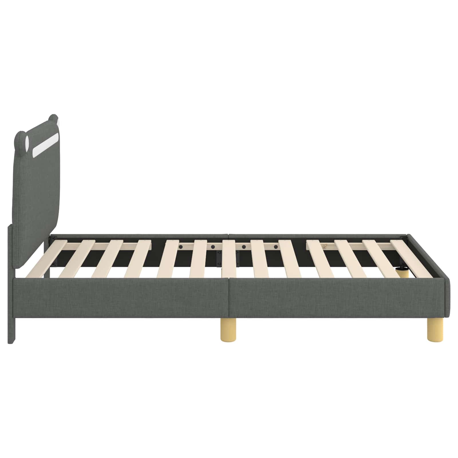 Kinderbettgestell mit Kopfteil Dunkelgrau 80 x 160 cm Stoff
