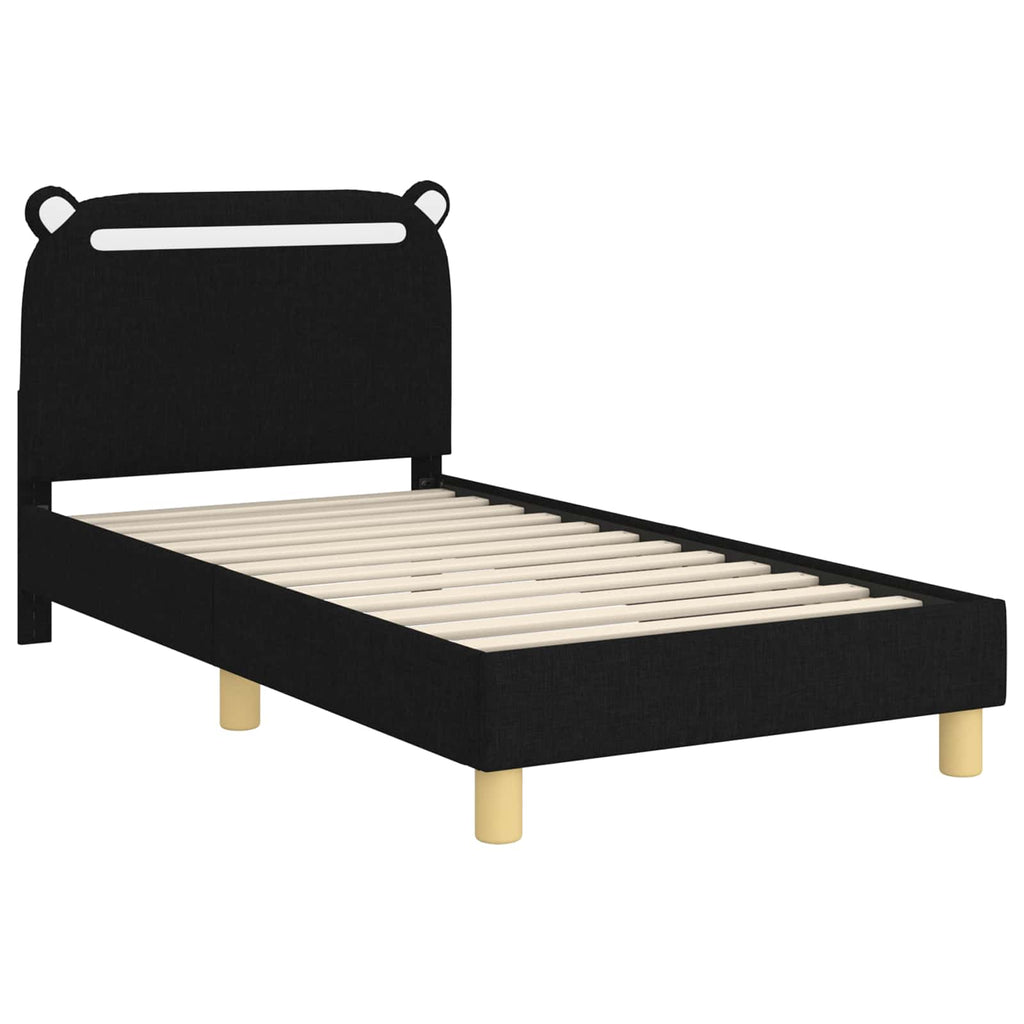 Kinderbettgestell mit Kopfteil Schwarz 80 x 160 cm Stoff