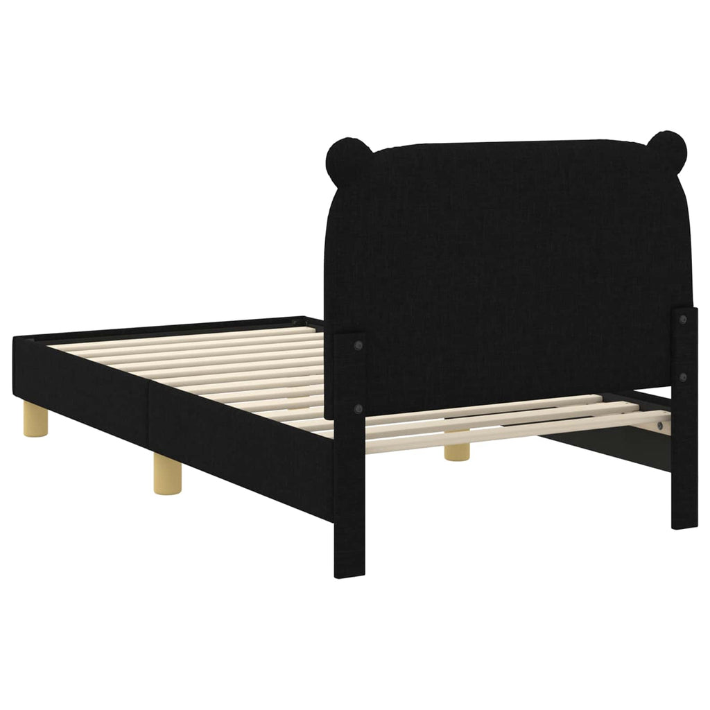 Kinderbettgestell mit Kopfteil Schwarz 80 x 160 cm Stoff