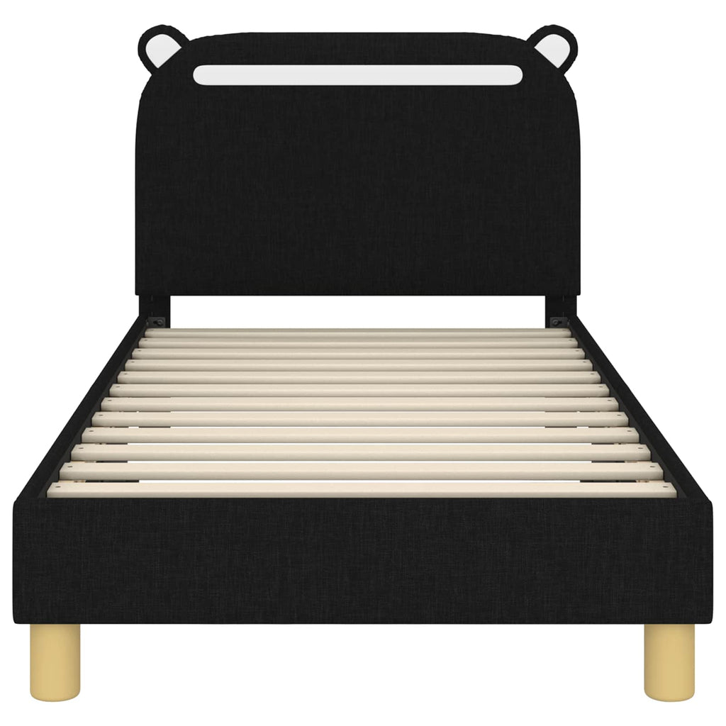 Kinderbettgestell mit Kopfteil Schwarz 80 x 160 cm Stoff