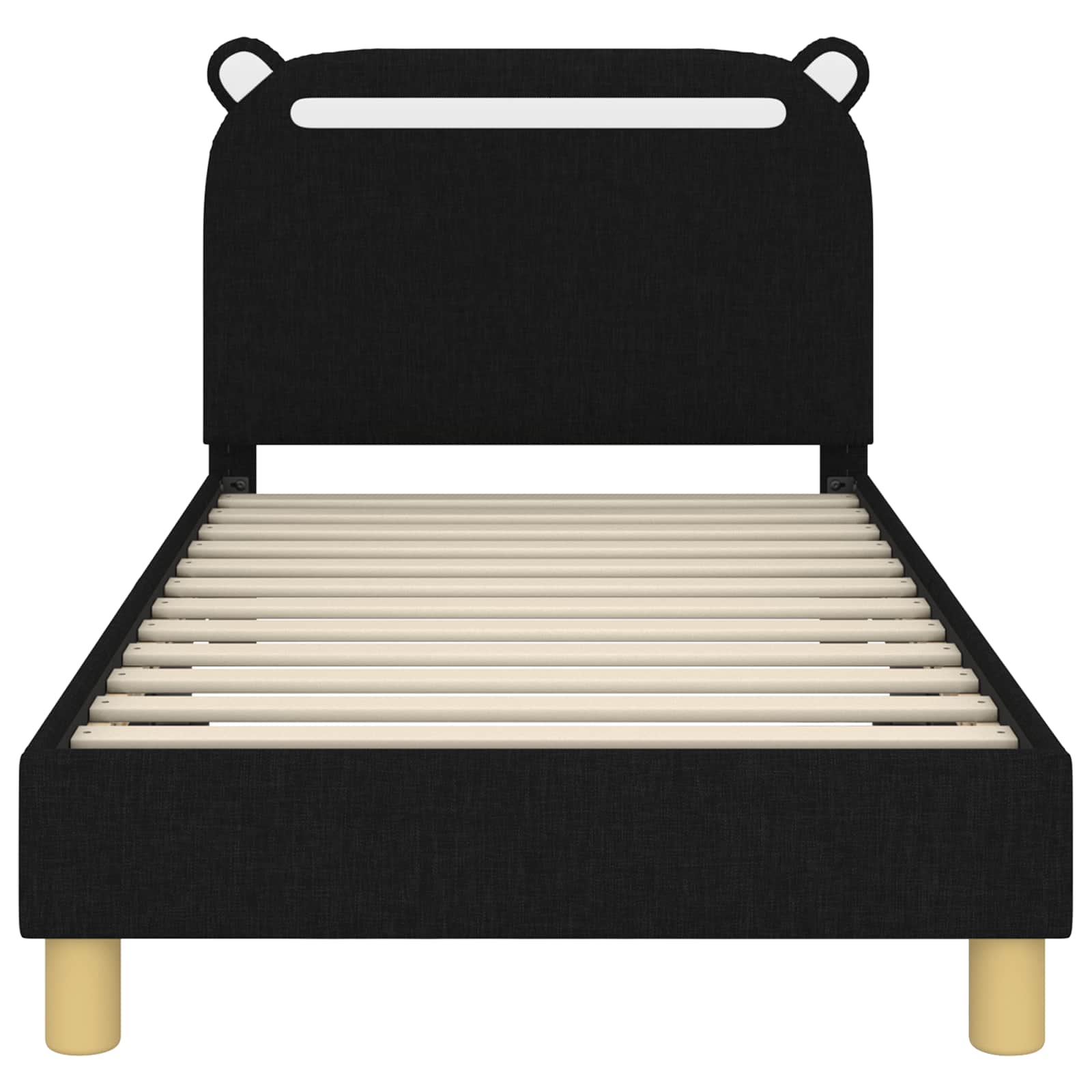 Kinderbettgestell mit Kopfteil Schwarz 80 x 160 cm Stoff