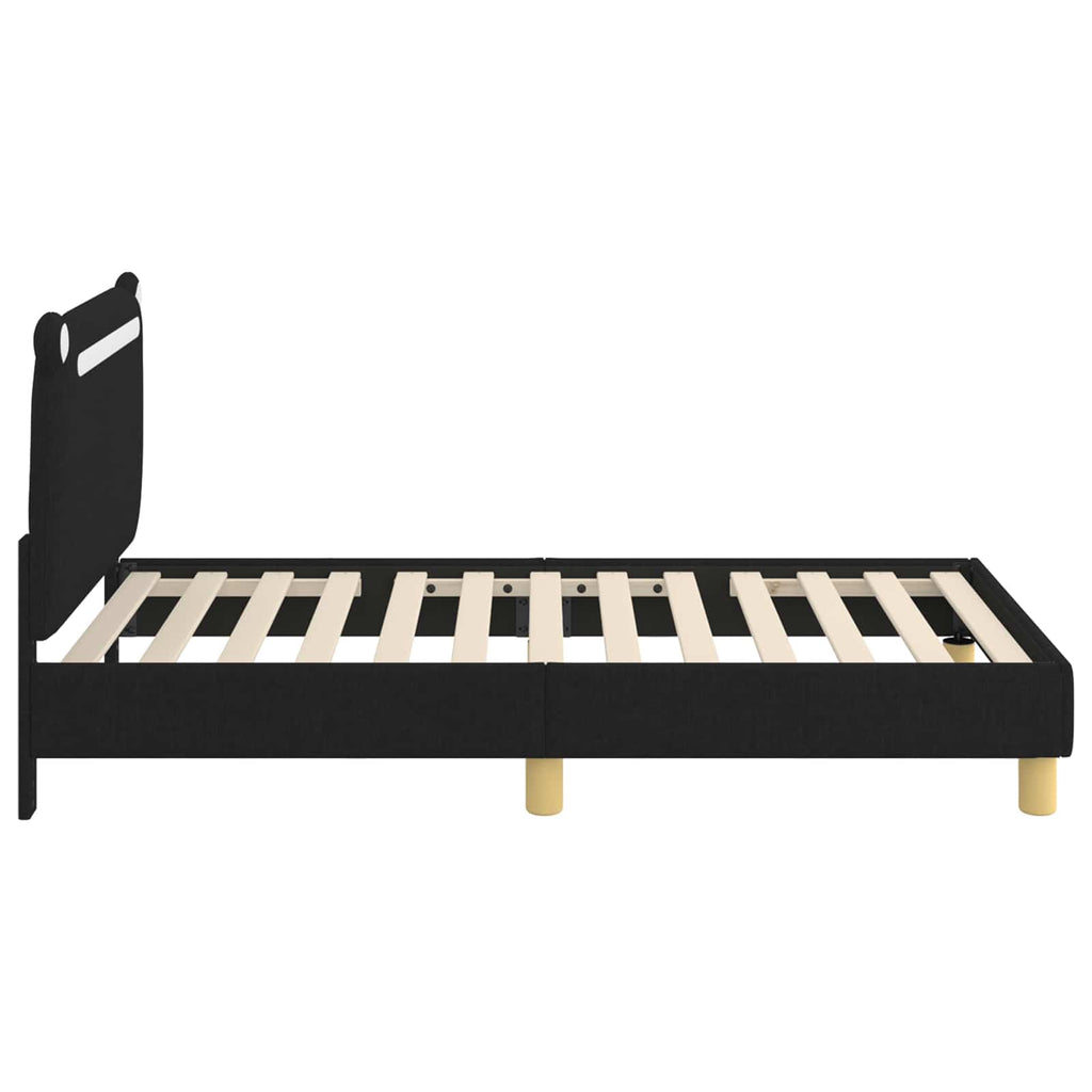 Kinderbettgestell mit Kopfteil Schwarz 80 x 160 cm Stoff
