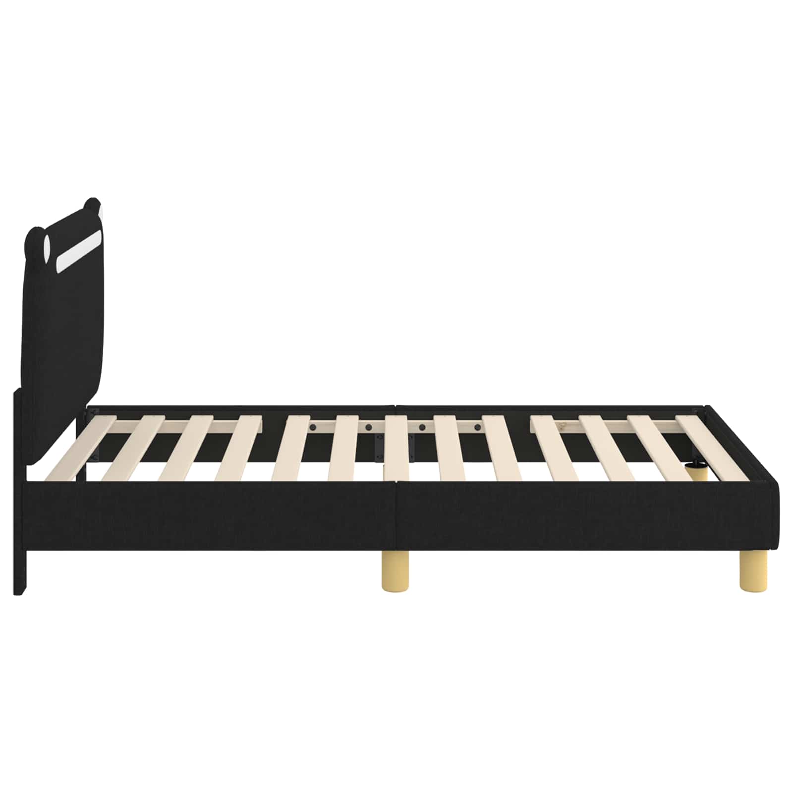 Kinderbettgestell mit Kopfteil Schwarz 80 x 160 cm Stoff