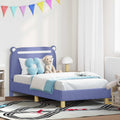 Kinderbettgestell mit Kopfteil Jeans blau 80 x 160 cm Stoff