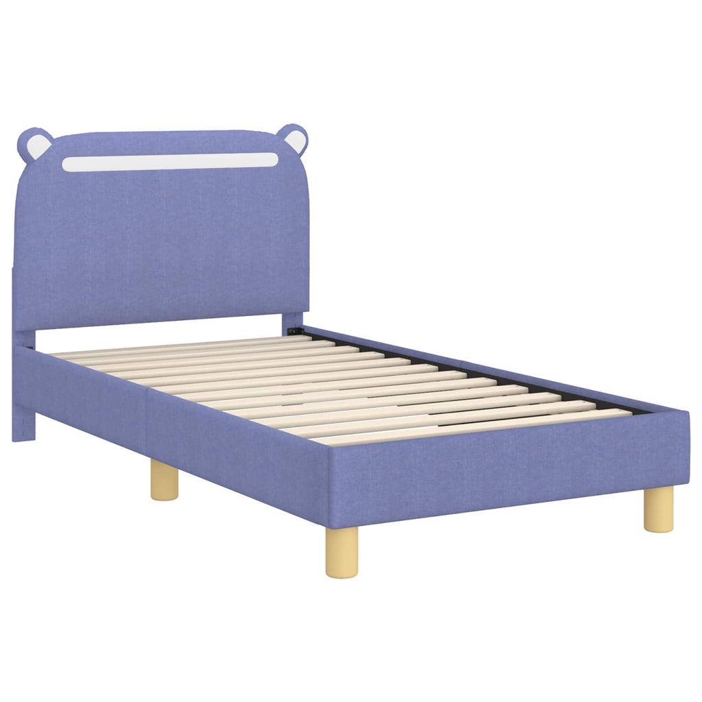 Kinderbettgestell mit Kopfteil Jeans blau 80 x 160 cm Stoff
