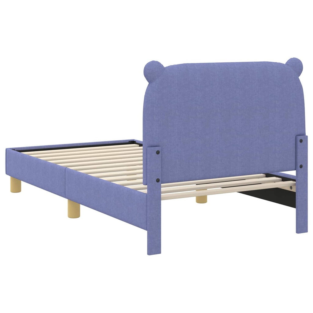 Kinderbettgestell mit Kopfteil Jeans blau 80 x 160 cm Stoff