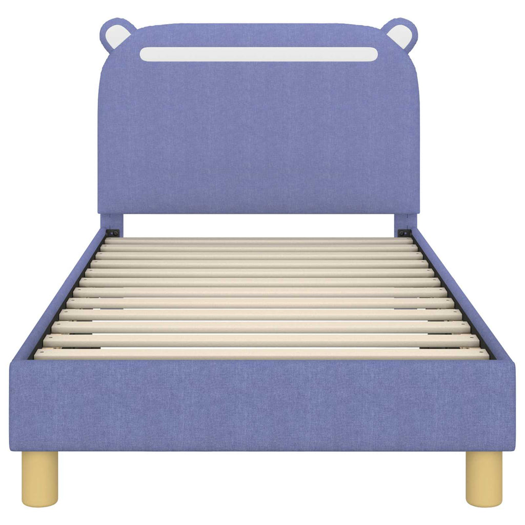 Kinderbettgestell mit Kopfteil Jeans blau 80 x 160 cm Stoff