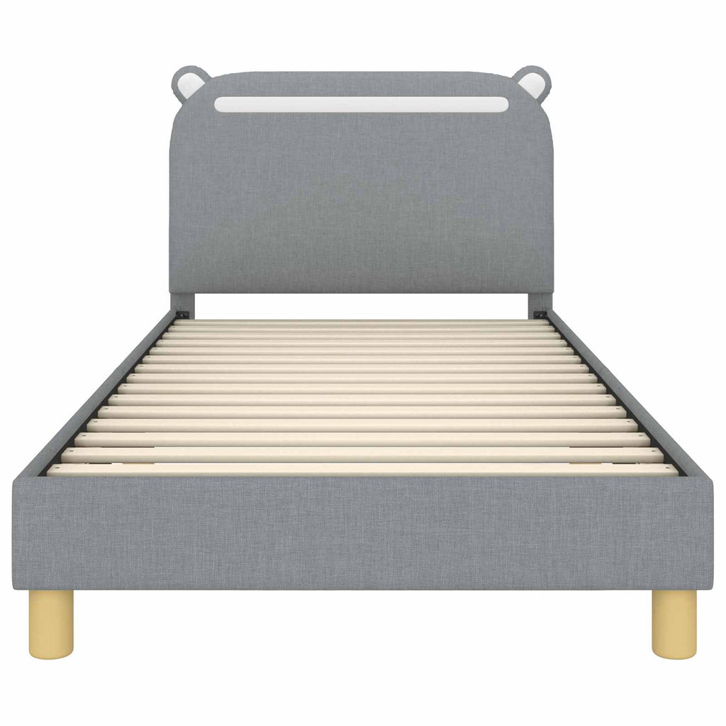 Kinderbettgestell mit Kopfteil Hellgrau 80 x 200 cm Stoff