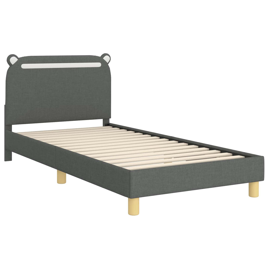 Kinderbettgestell mit Kopfteil Dunkelgrau 80 x 200 cm Stoff