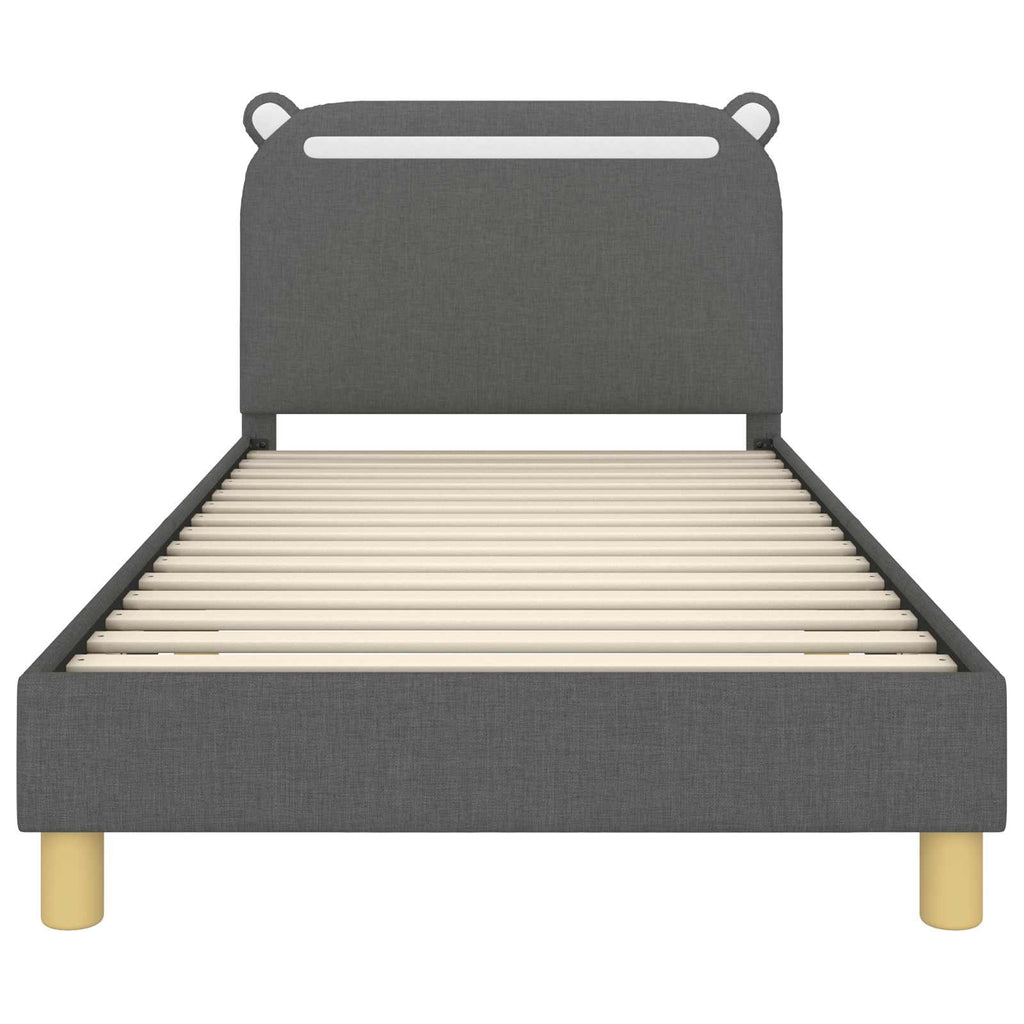Kinderbettgestell mit Kopfteil Dunkelgrau 80 x 200 cm Stoff
