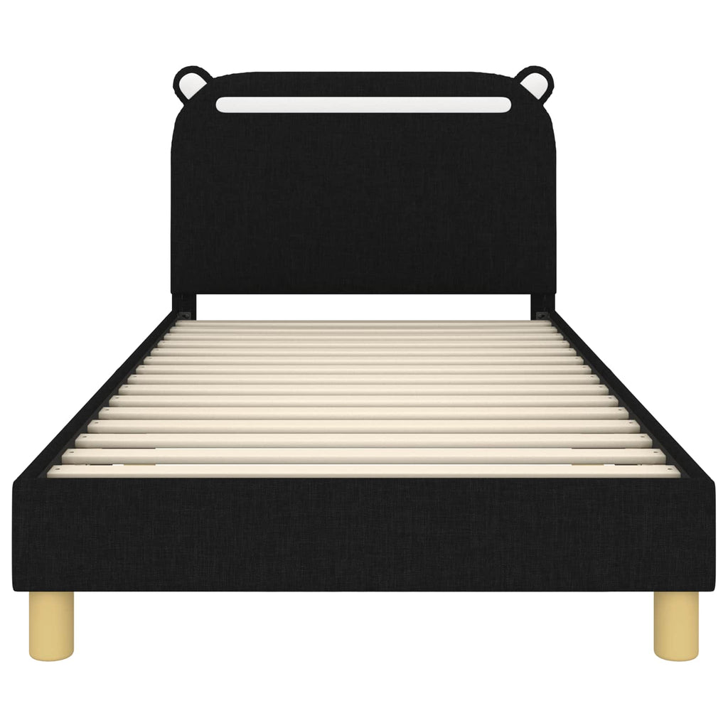 Kinderbettgestell mit Kopfteil Schwarz 80 x 200 cm Stoff