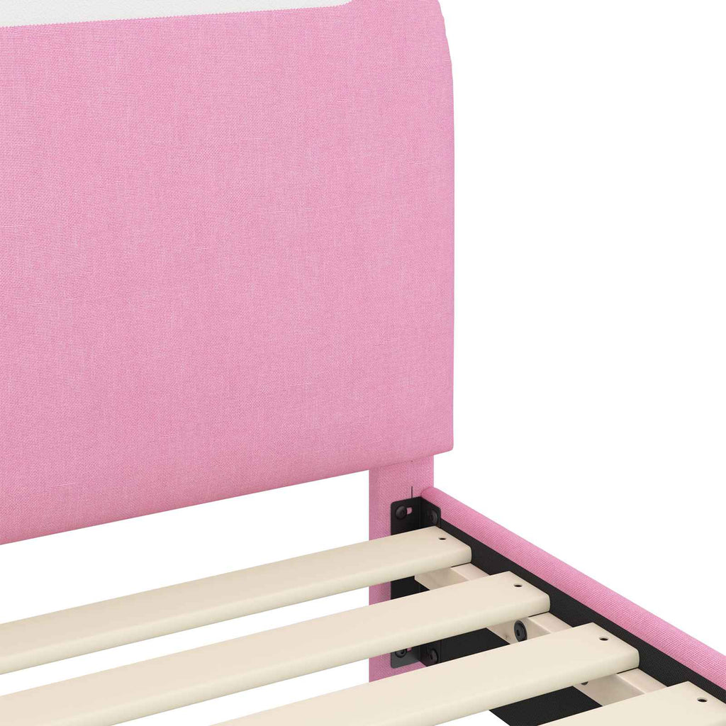 Kinderbettgestell mit Kopfteil Rosa 80 x 200 cm Stoff