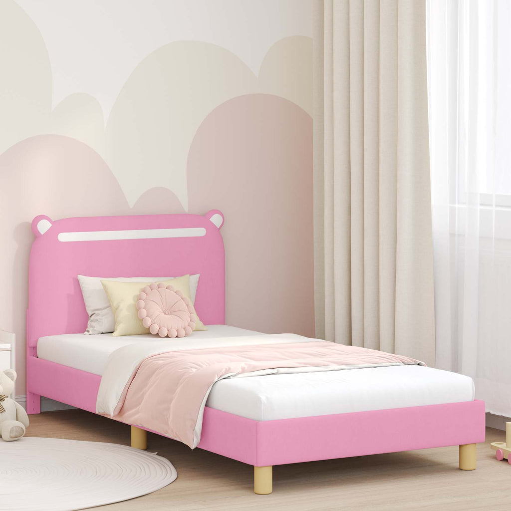 Kinderbettgestell mit Kopfteil Rosa 80 x 200 cm Stoff
