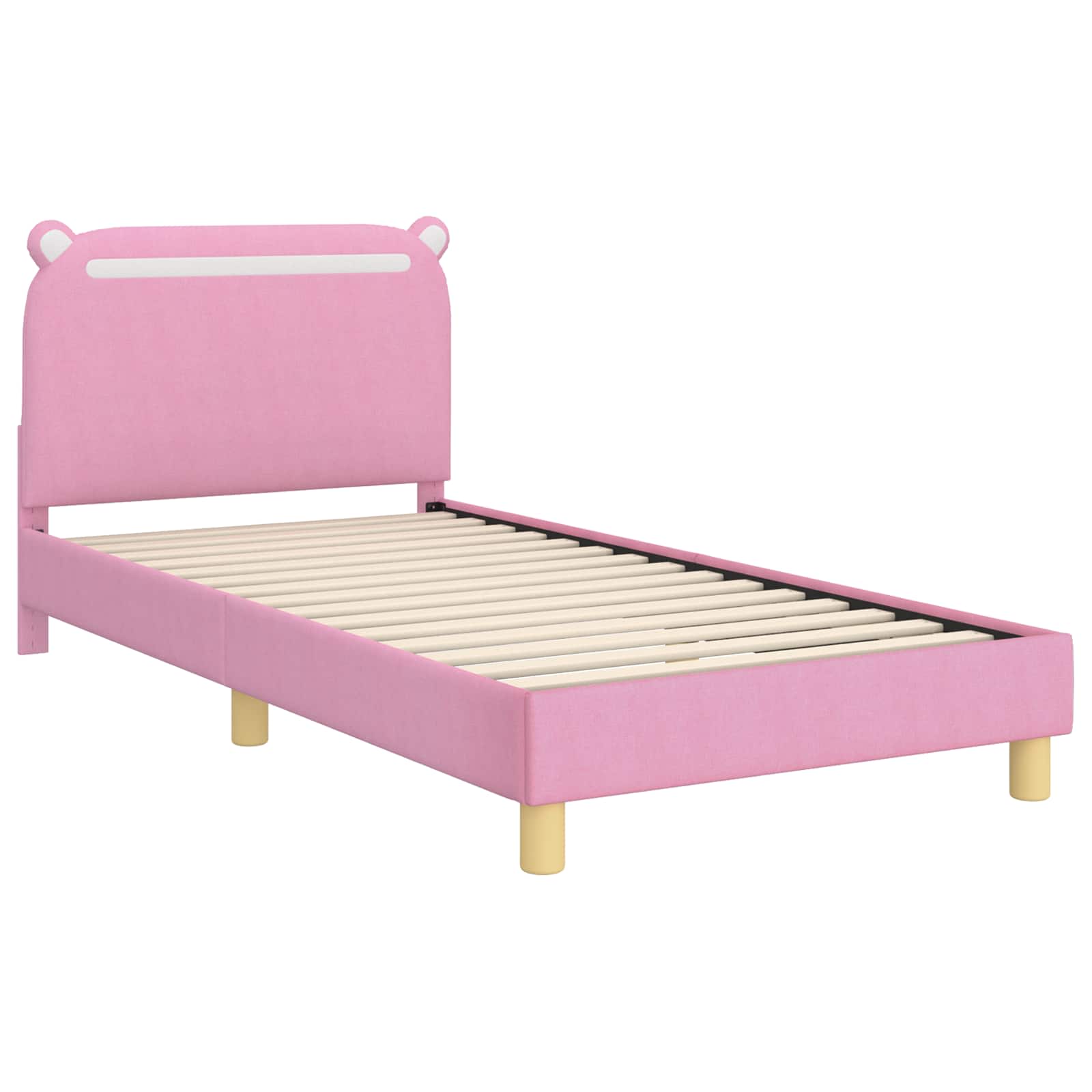 Kinderbettgestell mit Kopfteil Rosa 80 x 200 cm Stoff