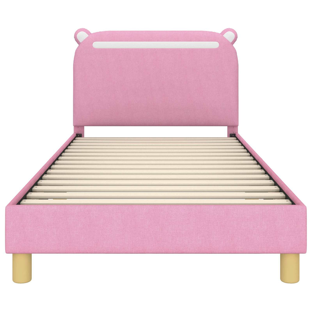Kinderbettgestell mit Kopfteil Rosa 80 x 200 cm Stoff