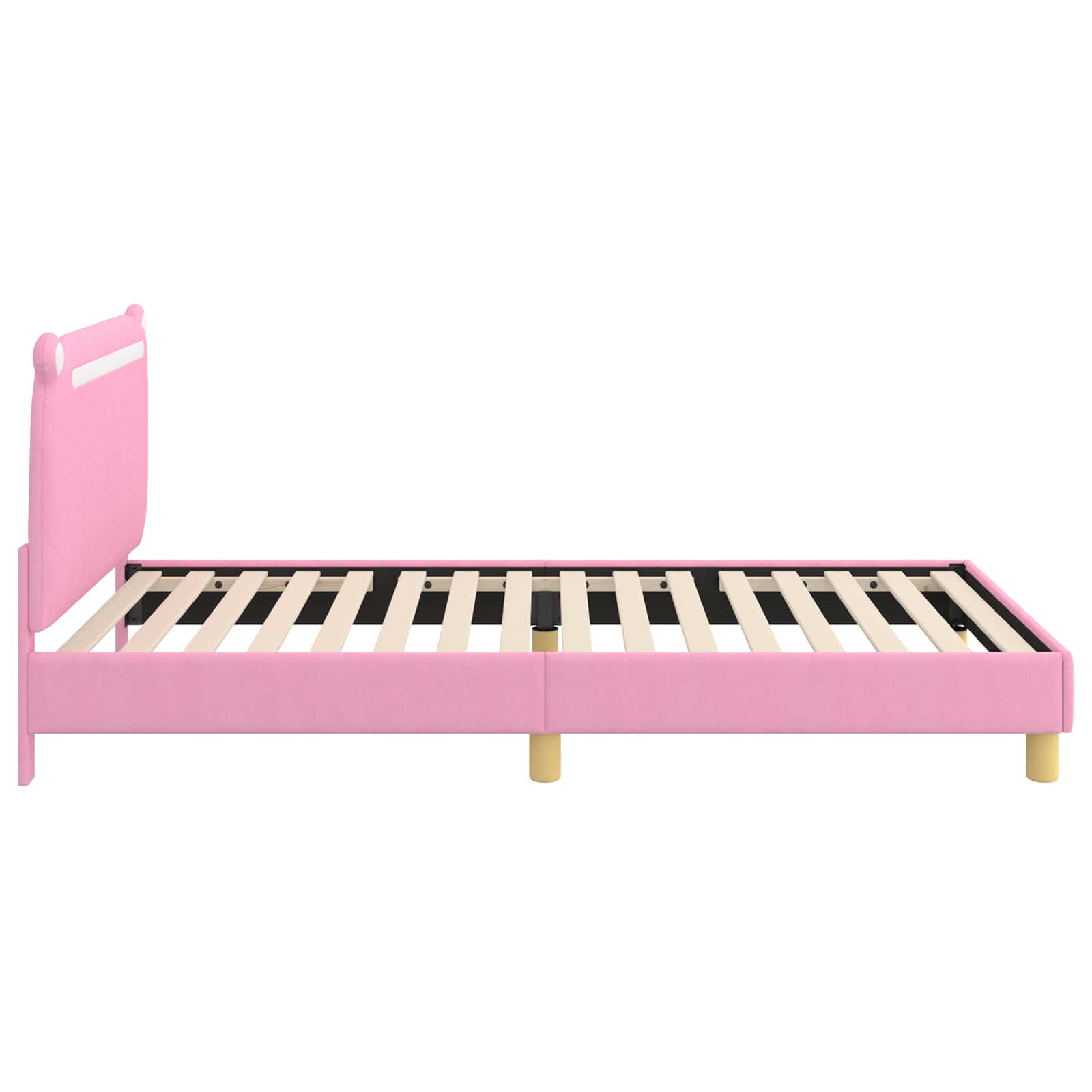 Kinderbettgestell mit Kopfteil Rosa 80 x 200 cm Stoff