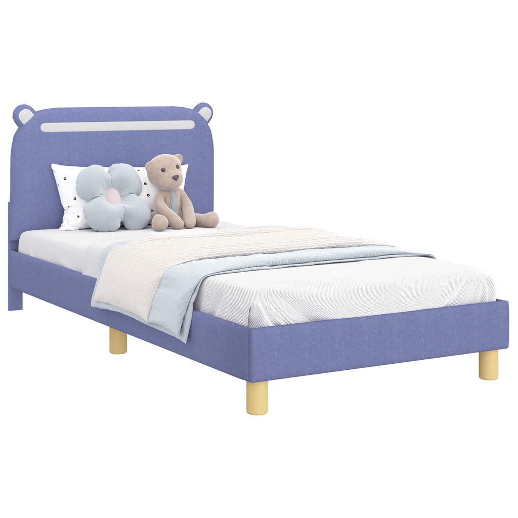 Kinderbettgestell mit Kopfteil Jeans blau 80 x 200 cm Stoff