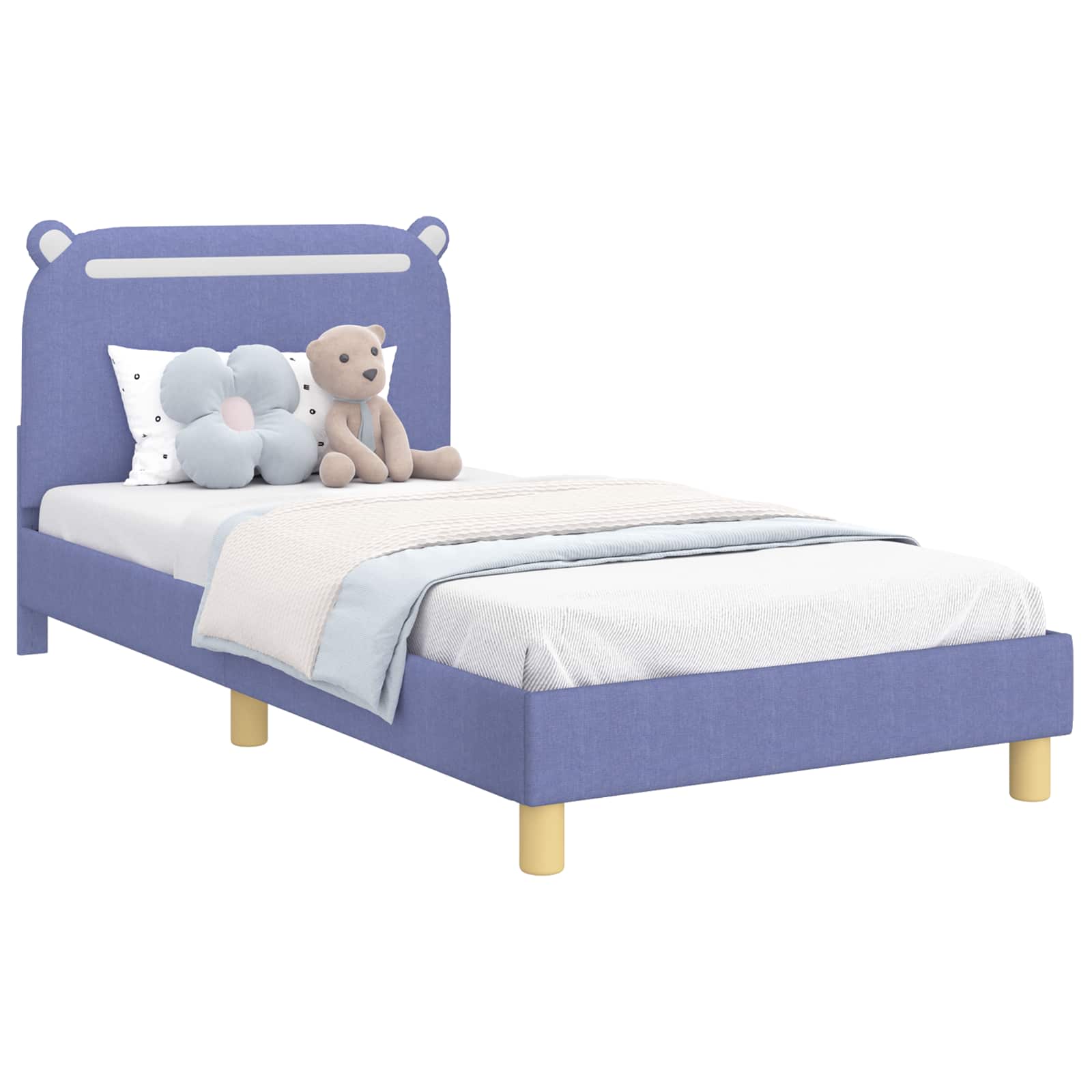 Kinderbettgestell mit Kopfteil Jeans blau 80 x 200 cm Stoff