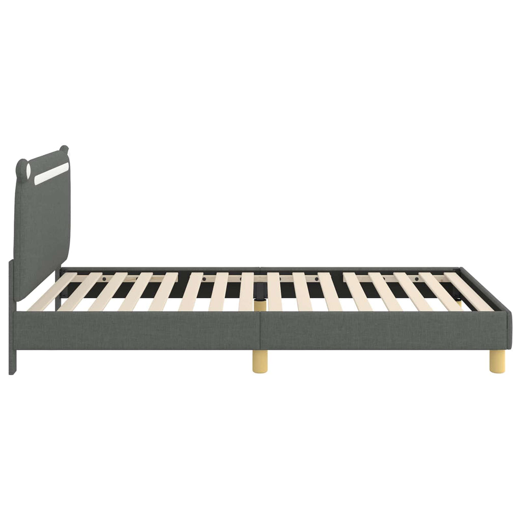 Kinderbettgestell mit Kopfteil Dunkelgrau 90 x 190 cm Stoff