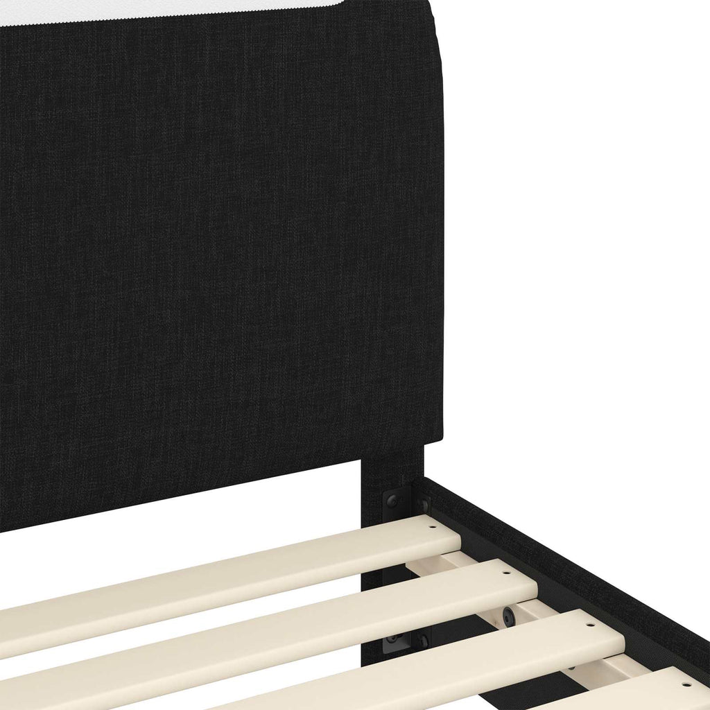 Kinderbettgestell mit Kopfteil Schwarz 90 x 190 cm Stoff