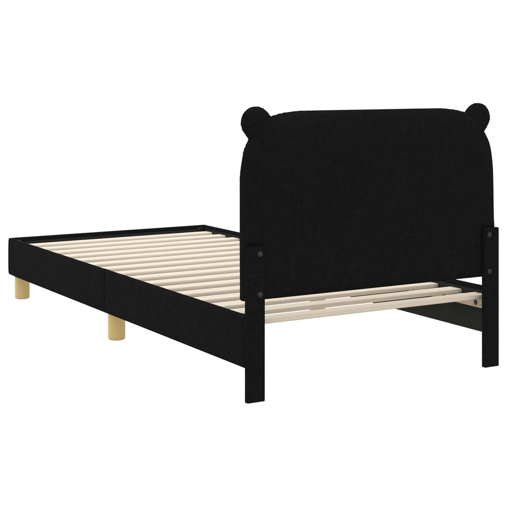 Kinderbettgestell mit Kopfteil Schwarz 90 x 190 cm Stoff