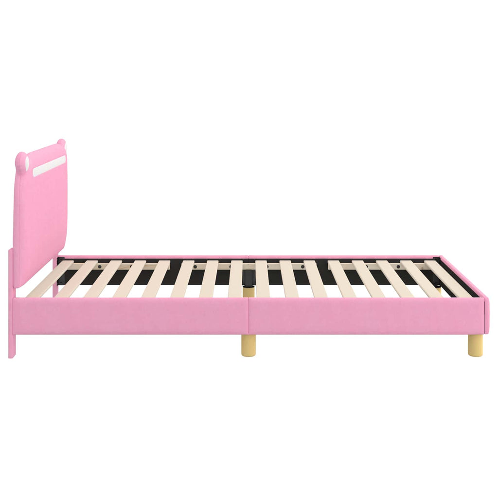 Kinderbettgestell mit Kopfteil Rosa 90 x 190 cm Stoff
