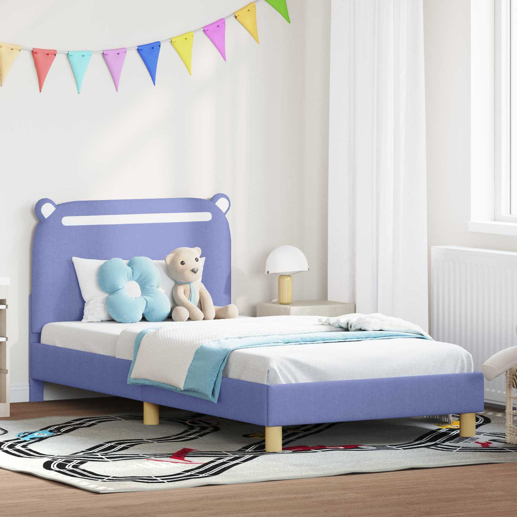 Kinderbettgestell mit Kopfteil Jeans blau 90 x 190 cm Stoff