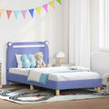 Kinderbettgestell mit Kopfteil Jeans blau 90 x 190 cm Stoff