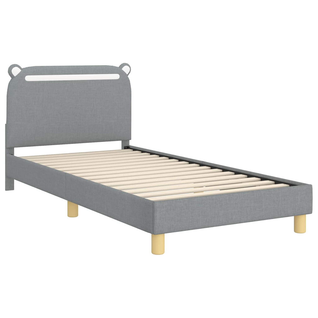 Kinderbettgestell mit Kopfteil Hellgrau 90 x 200 cm Stoff