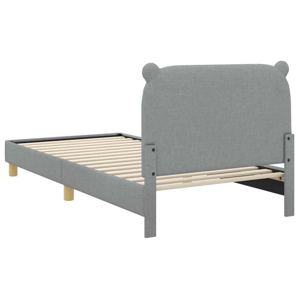 Kinderbettgestell mit Kopfteil Hellgrau 90 x 200 cm Stoff