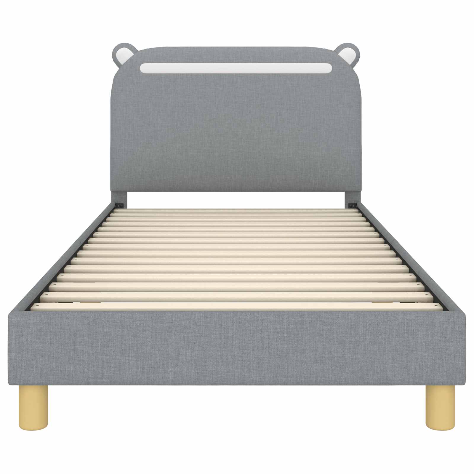 Kinderbettgestell mit Kopfteil Hellgrau 90 x 200 cm Stoff
